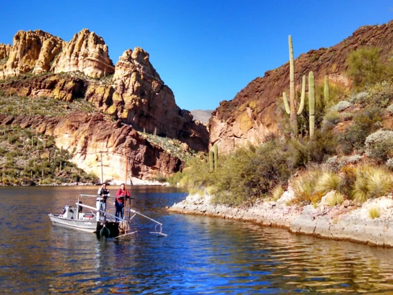 Researchers in an Arizona reservoir 