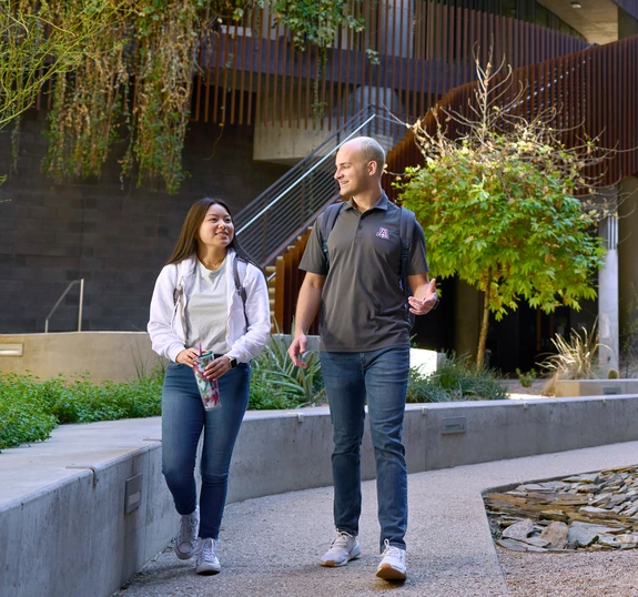 students walking in ENR2